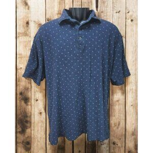 Polo‎ Ralph Lauren Mens Classic Fit Diamond Print Polo XL Navy Blue